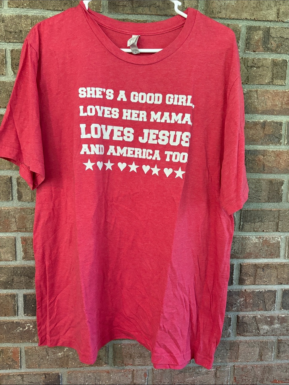 Bella Canvas Red Short Sleeve Graphic Tee with White Text